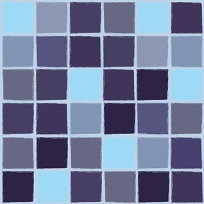 Distressed Checkerboard in Shades of Purple and Navy