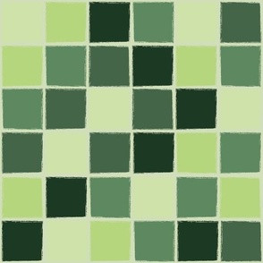 Distressed Checkerboard in Shades of Green