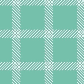 Plaid with a Twist - Turquoise - Aqua - Geometric - Plaid Wallpaper - Plaid Fabric - Tattersall - Minimalist - Gingham - Checks