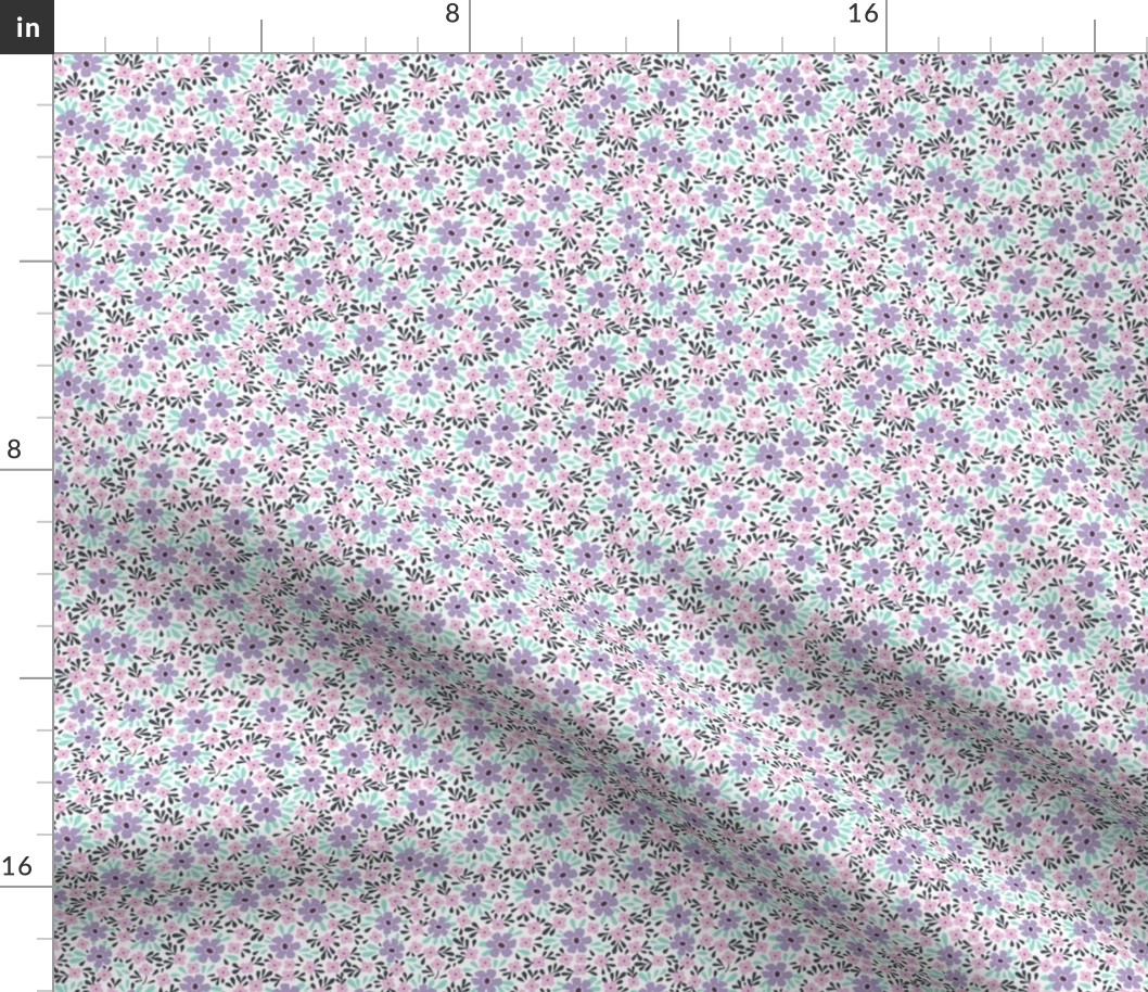 Girly Pink & Purple Floral Pattern // baby girl nursery decor flowers (5 Inch  Repeat)