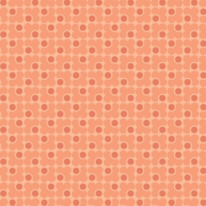 Foulard Quatrefoil Clover Circles - in Peach Fuzz and Orange. Larger Scale