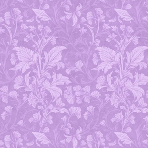 William Morris Style Flourish Damask Pattern Pastel Purple Smaller Scale