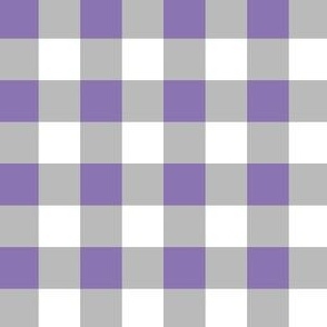 Small Gingham Checker Violet Cloud Grey and White