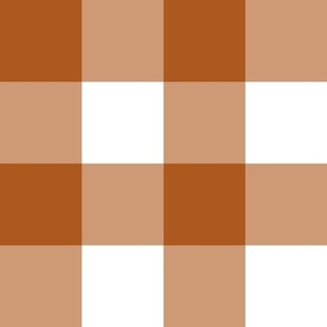 Large Gingham Checker Sunset Brown Earthy Sand and White