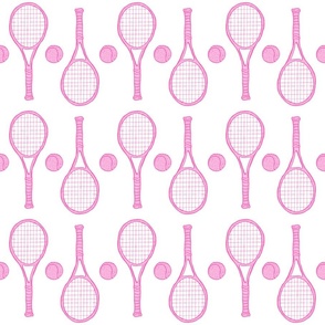 tennis rackets - the pinks on white 