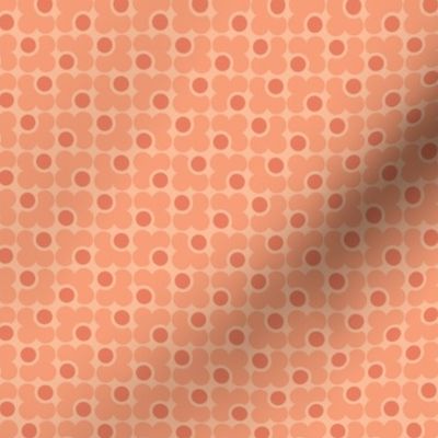 Circles Foulard Quatrefoil Clover Geometric - in Peach Fuzz and Orange. Smaller Scale