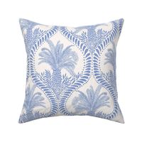 Medium - Jungle cat palms - Hydrangea blue - Block Print inspired - jaguar leopard animals - Maximalist Palms Springs Oasis Chic Island