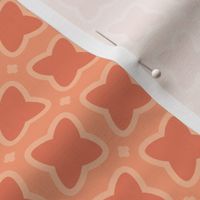Foulard Quatrefoil Pattern in Orange and Peach Fuzz - Larger Scale