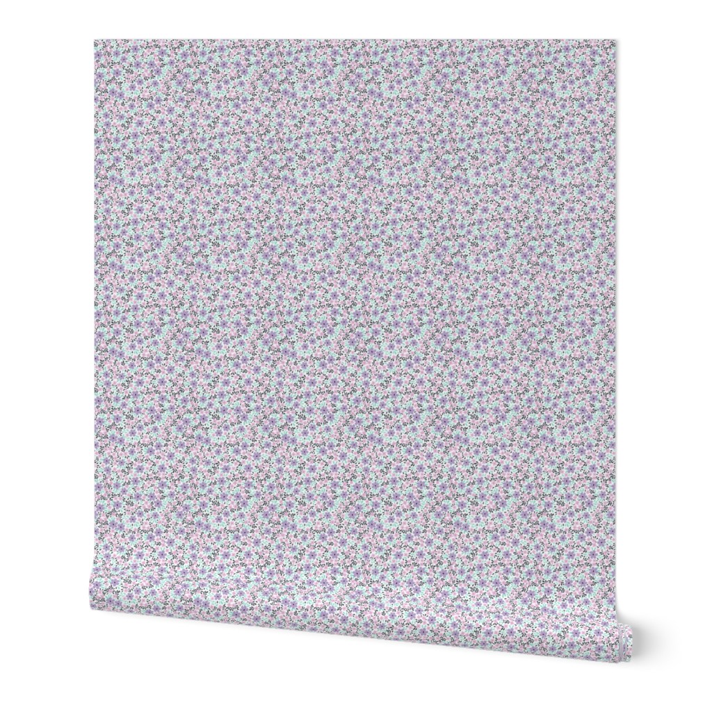 Girly Pink & Purple Floral Pattern // baby girl nursery decor flowers (4-Inch  Repeat)