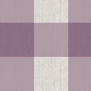 Twill Textured Gingham Check Plaid (3" squares) - Grapeade Purple and Dove White (TBS197)