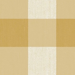 Twill Textured Gingham Check Plaid (3" squares) - Sauterne Yellow Ocher and Dove White (TBS197)