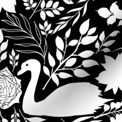 Swan Silhouettes Water Garden (Black Onyx)