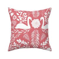 Swan Silhouettes Water Garden (Watermelon Pink)