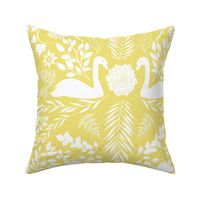 Swan Silhouettes Water Garden (Buttercup Yellow)