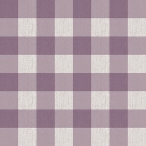 Twill Textured Gingham Check Plaid (1" squares) - Grapeade Purple and Dove White (TBS197)