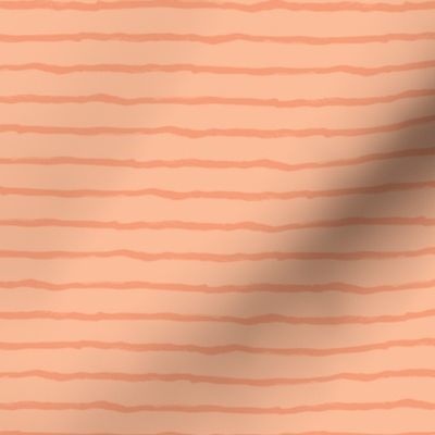 Horizontal Hand Painted Stripes in Peach Fuzz and Orange. Pantone Color 2024. Larger scale.