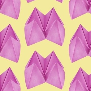 Pink Origami Fortune Teller on Light Yellow Large Scale