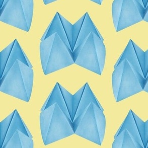 Blue Origami Fortune Teller on Light Yellow Large Scale