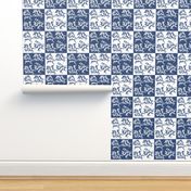 Tjaphorses - white on textured blue - checkerboard