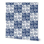 Tjaphorses - white on textured blue - checkerboard