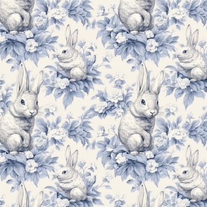Easter Elegance - Bunny Toile Fabric Pattern