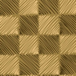  (Large) Retro geometric checks “Scribbled chessboard” in browns and biege