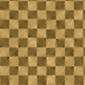 (Small) Retro geometric checks “Scribbled chessboard” in browns and biege