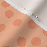 Random Hand-Painted Polka Dots in Pantone Color of the Year for 2024 - Peach fuzz + orange [larger scale]