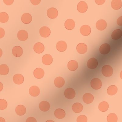 Random Hand-Painted Polka Dots in Pantone Color of the Year for 2024 - Peach fuzz + orange [larger scale]