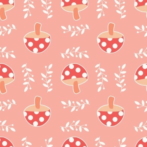 large mushroom forest / peachy pink / A