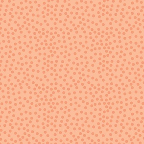 Random Hand-Painted Polka Dots in Pantone Color of the Year for 2024 - Peach fuzz + orange [smaller scale]