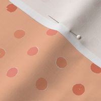 Hand Painted Rows of Polka Dots in Pantone 2024 color - Peach Fuzz + orange, pink and cream [larger scale]