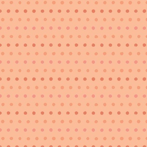 Hand Painted Rows of Polka Dots in Pantone 2024 color - Peach Fuzz + orange, pink and cream [larger scale]