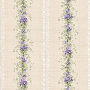 Purple flowers and vines stripes 