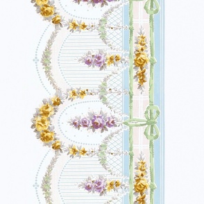 border with floral swags on white 