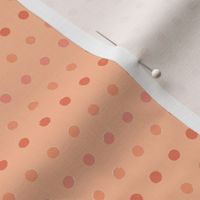 Hand Painted Rows of Polka Dots in Pantone 2024 color - Peach Fuzz + orange, pink and cream [smaller scale]