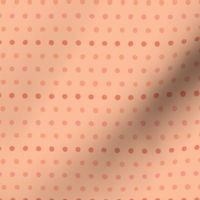 Hand Painted Rows of Polka Dots in Pantone 2024 color - Peach Fuzz + orange, pink and cream [smaller scale]