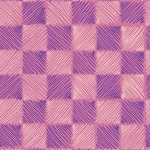 (Medium) Retro style checkers design “Scribbled chessboard” in pinks and purples