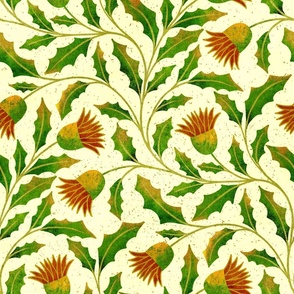 Butterscotch Thistles on Cream Background