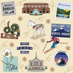 Ogden Utah landmarks in cream