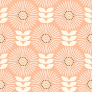 Peach Fuzz Retro Floral /Mid Mod / Geometric / Large