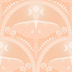 Peach Fuzz Luna Moth / Art Deco / Mystical Magical / Medium