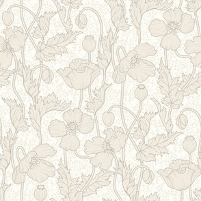  Poppy Field Floral Natural White Light Beige