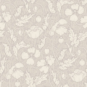 Poppy Field Floral Taupe Beige