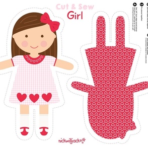 Cut and Sew Doll Valentine 21 brown eyes