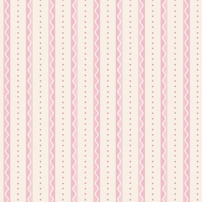 Sweet whimsical stripe with dots and waves - pinkcore - candy pink, and baby pink - medium - coordinate for sweet traditional floral with birds