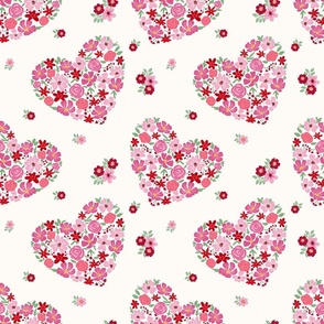 Valentines floral garden hearts large - 9”