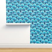 Snowy Winter Forest and Bunnies | Teal, Blue | Cold, Frozen, Woodland