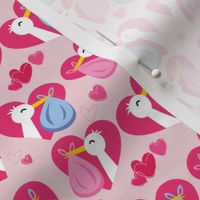 Labor and Delivery Storks with Heart on cotton candy small 