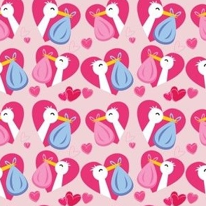 Labor and Delivery Storks with Heart on cotton candy small 